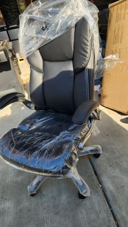 COLAMY Leather Executive Office Chair- High Back Home Computer Desk Chair with Padded Flip-up Arms, Adjustable Tilt Lock, Swivel Rolling Ergonomic Cha