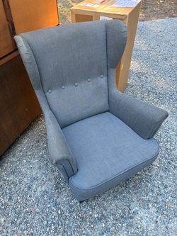 Blue-Gray Wingback Accent Chair