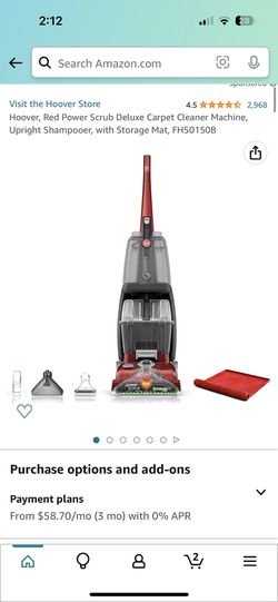 Hoover Power Scrub Deluxe Carpet Cleaner Machine with Storage Mat