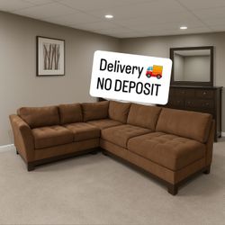 Brown L Shaped Sectional Couch 