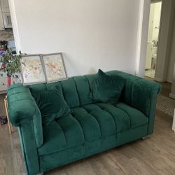 Green Velvet Loveseat Couch