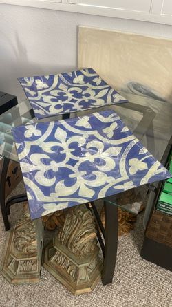 Hope smith art GLASS Square Plates Set of 2