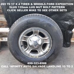 265 70 17 X 4 Tires & Wheels Off Ford Expedition With 5lug 135mm Lug Nut Bolt Pattern.