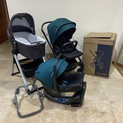 Nuna Mixx Stroller With Car Seat RX With Green Canopy And Bassinet With Stand  Car Seat exp 2030