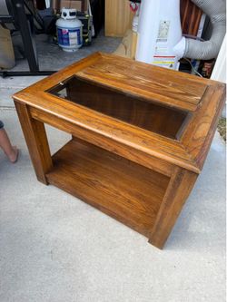 Solid Wood End Table with Cabinet