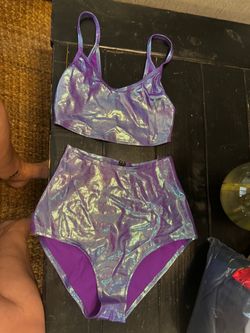 Purple Holographic Two-Piece Rave Festival Bikini Set