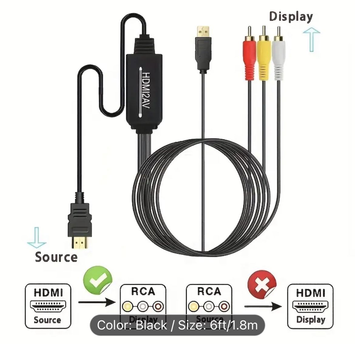 HDTV TO RCA Cable. HDTV TO AV Cable.