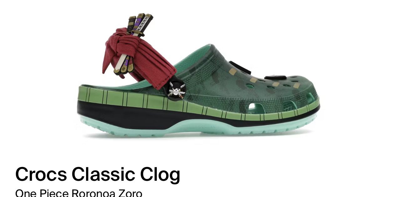 One Piece Zoro crocs size 12M now available
