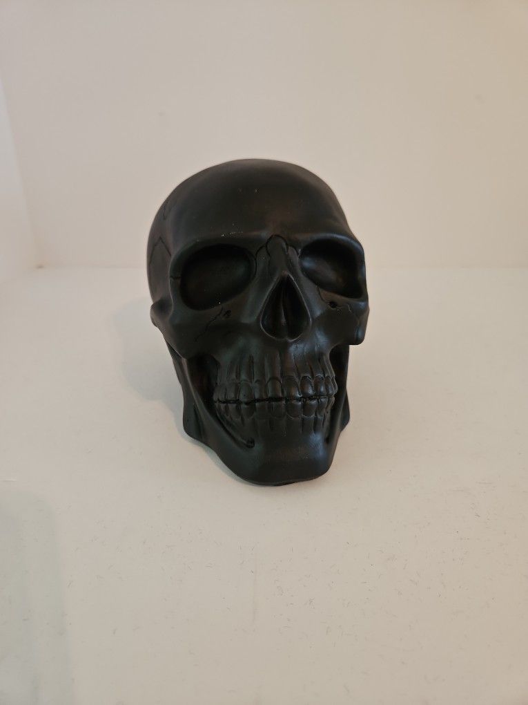 Halloween Skull Decoration, Black. Resin Skull