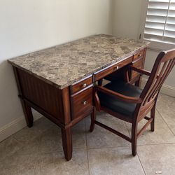 Wood Desk With Stone Top
