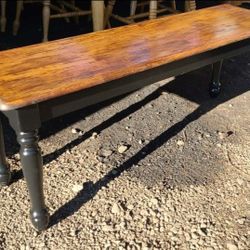 Dining Table Bench/ Oak And Black/Country /Farmhouse/Rustic/Distressed/Shabby/Unique/Very Rare/Can Sell With Black Chairs And Black Table Together 