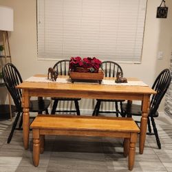 Dining Table With Chairs & Bench 