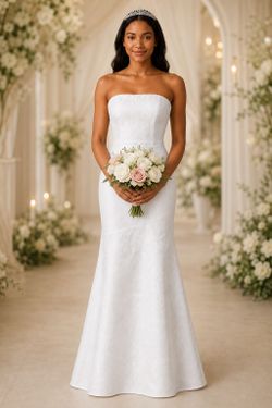 Fioreya White Strapless Corset Maxi Dress XS