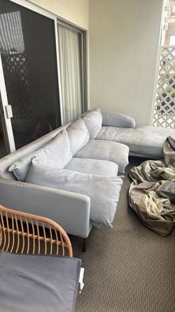 Baby blue L shape couch