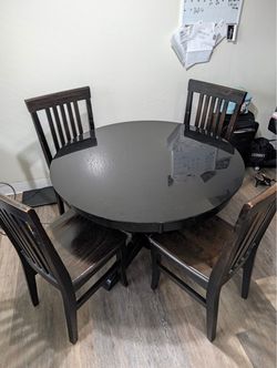 Round Black Dining Table with 4 Chairs
