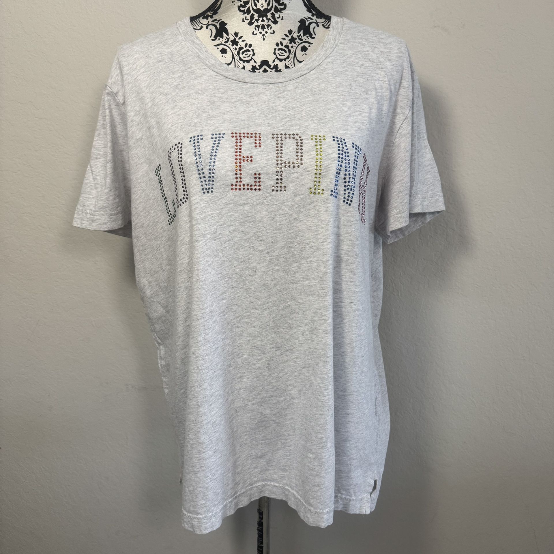 Victoria's Secret Pink Campus Tee Size XL Rhinestones Bling Logo Oversized
