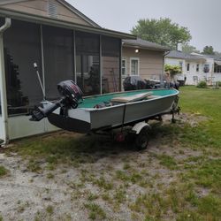 12-Ft Fishing Boat With Nissan Marine Engine In Great Shape Great For Bay Fishing