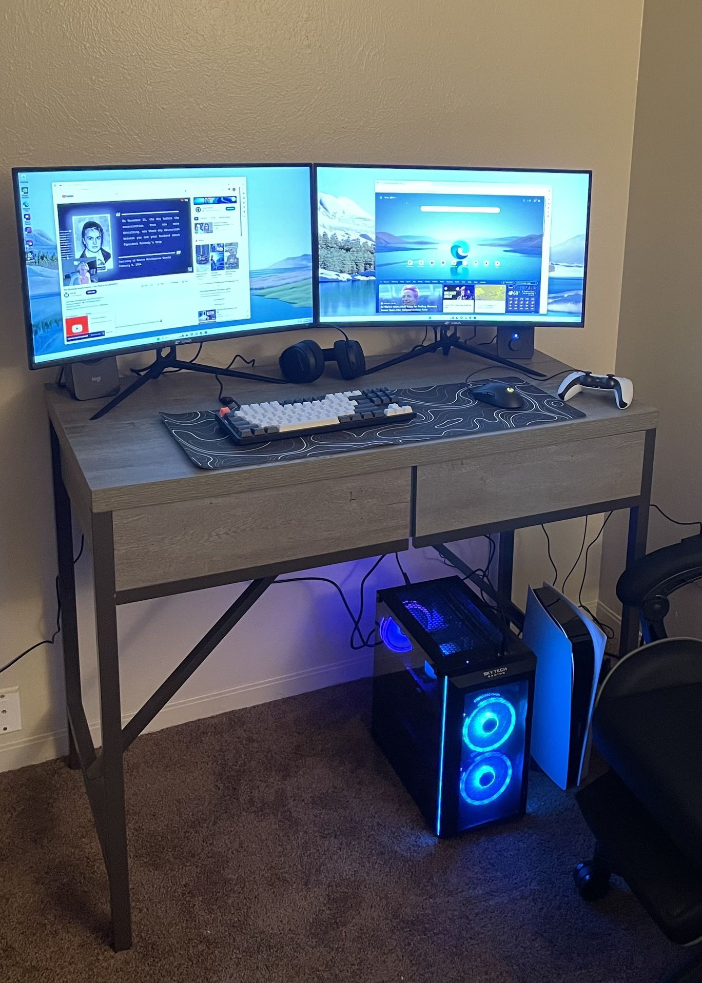 Gaming PC 2 Monitors setup