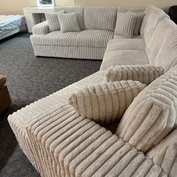 Cozy Soft Cream Corduroy Sectional - SAME DAY DELIVERY - Other Colors Available - NO CREDIT NEEDED - 0 money down!!!