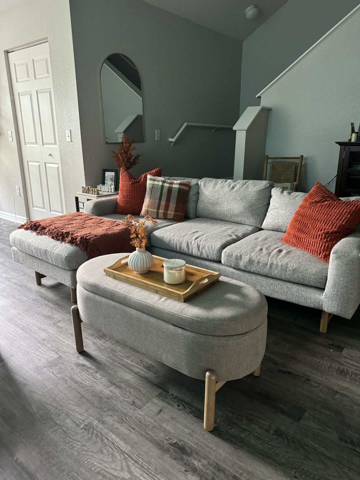 West Elm Sectional with storage ottoman