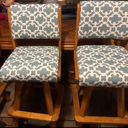 Three High Wood High Chairs, Fabric
