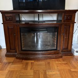 Media Console with Electric Fireplace Heater – Multi-Use Storage 