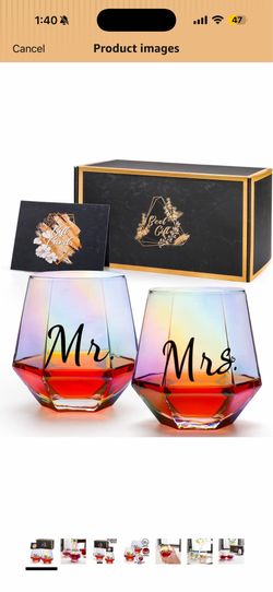Mr and Mrs glass set