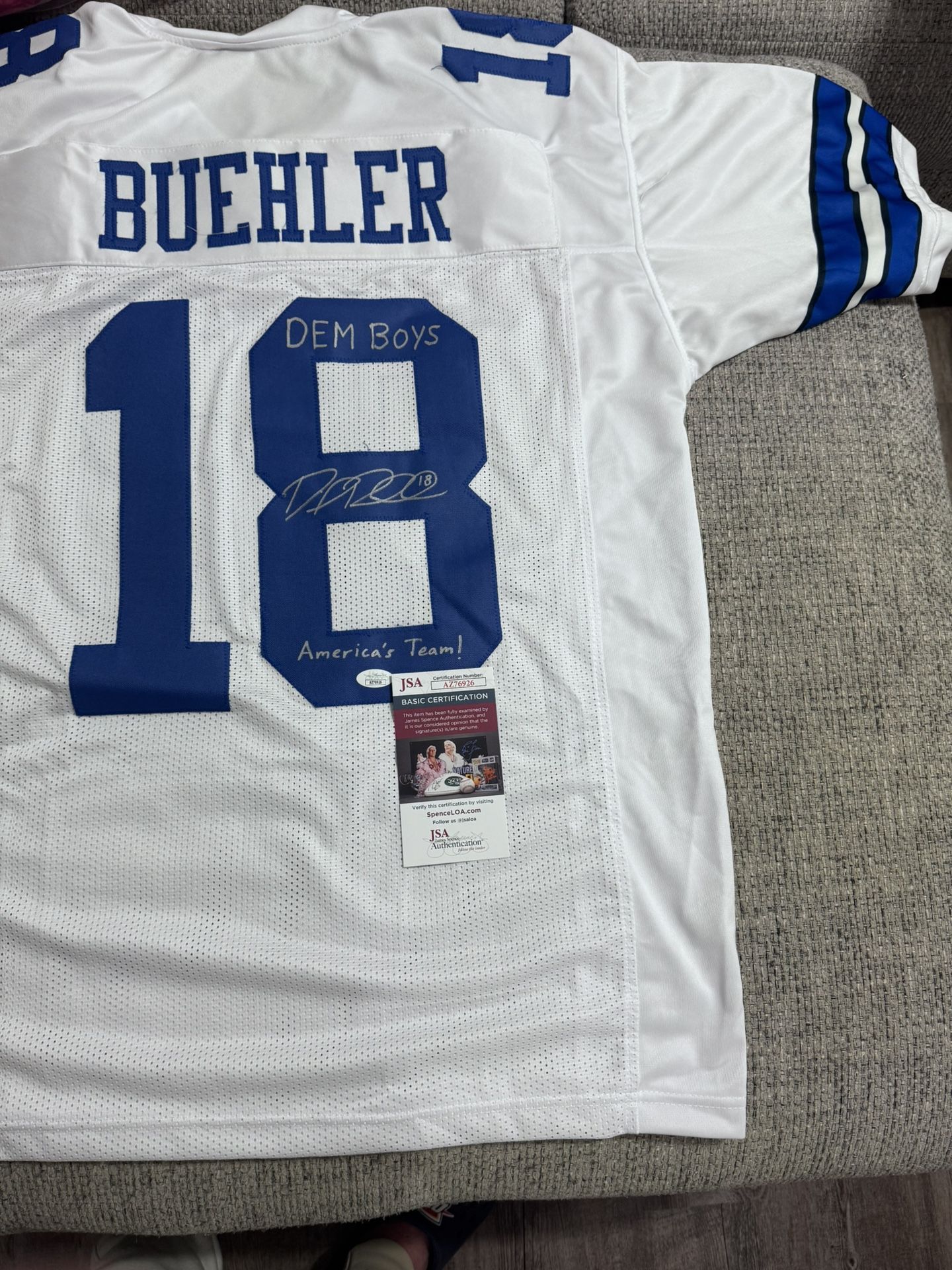 David Buehler Signed Autograph Custom Jersey - JSA Coa - Dallas Cowboys Inscription