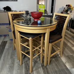 Highe Glass Dinette Set With 2 High Back chairs & 2 Stools