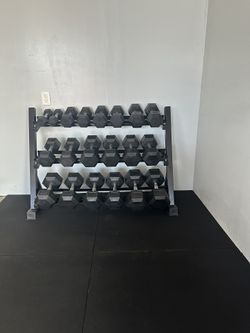 Rubber Hex Dumbbells ~ 5-50lb Set ~ Brand New 💪