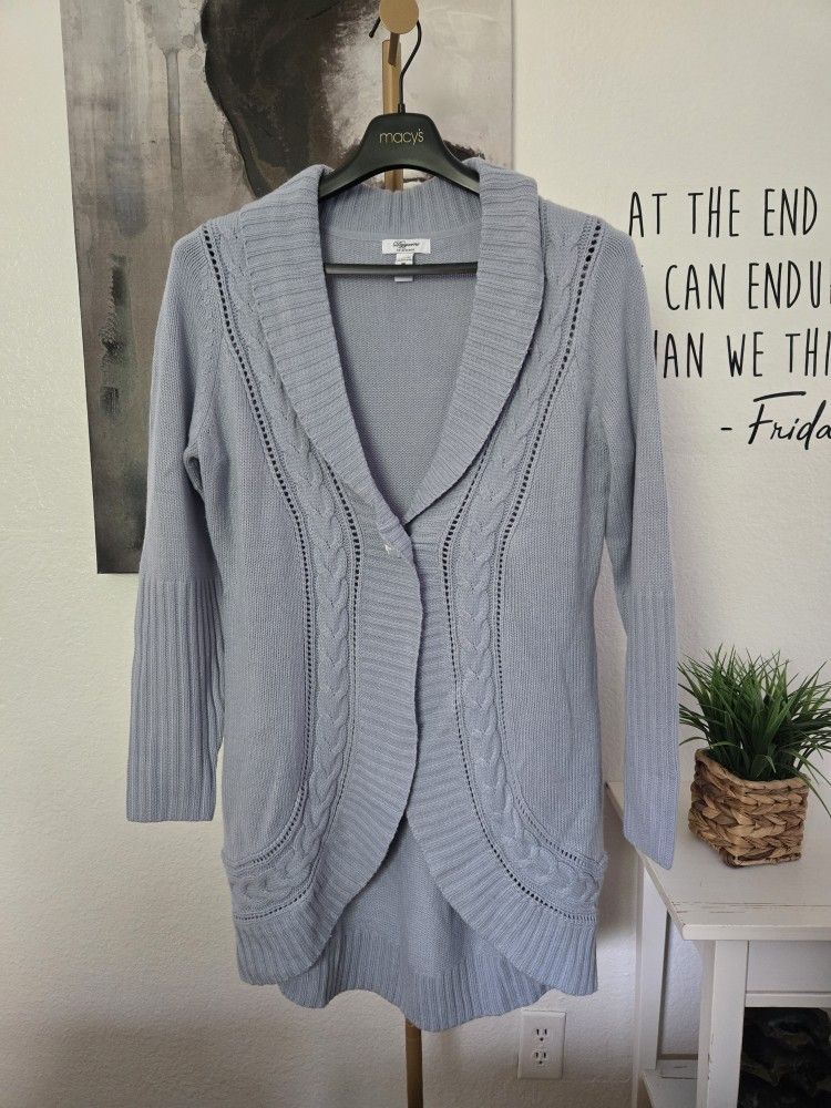 Dygarni California Knit Cardigan Sweater Color Light Blue Size Medium