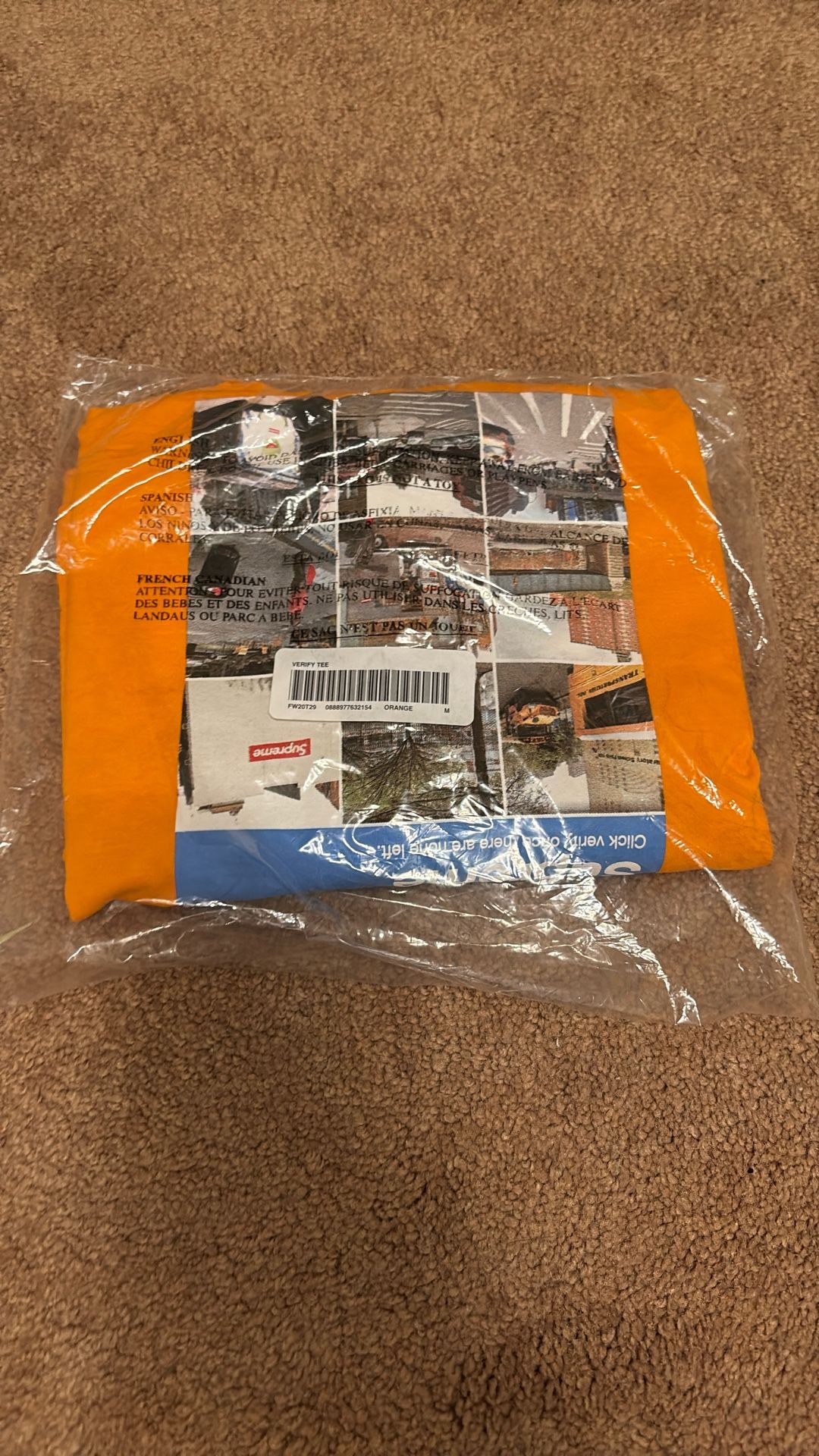 Supreme Verify Tee M Orange (FW2020)
