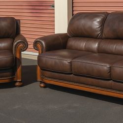 100% LEATHER SOFA & LOVESEAT ITALIAN 