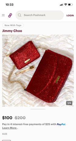 Red glitter bag and wallet set
