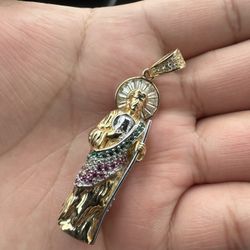 14K Gold San Judas 3D Pendant 