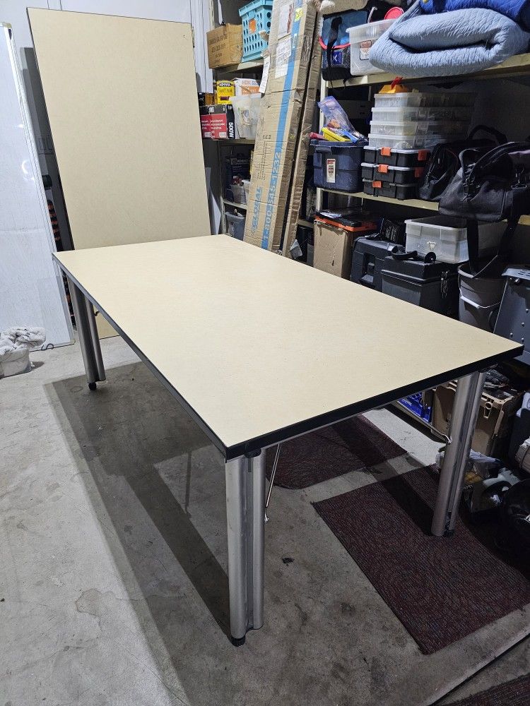 (3) Commercial Sturdy Work Craft Tables 3ft x 6ft Knoll Studio Propeller Tables - SEE DESCRIPTION