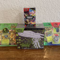 Pokemon Mega Evolution Perfect Order elite trainer box, booster bundle and 2 training card packs