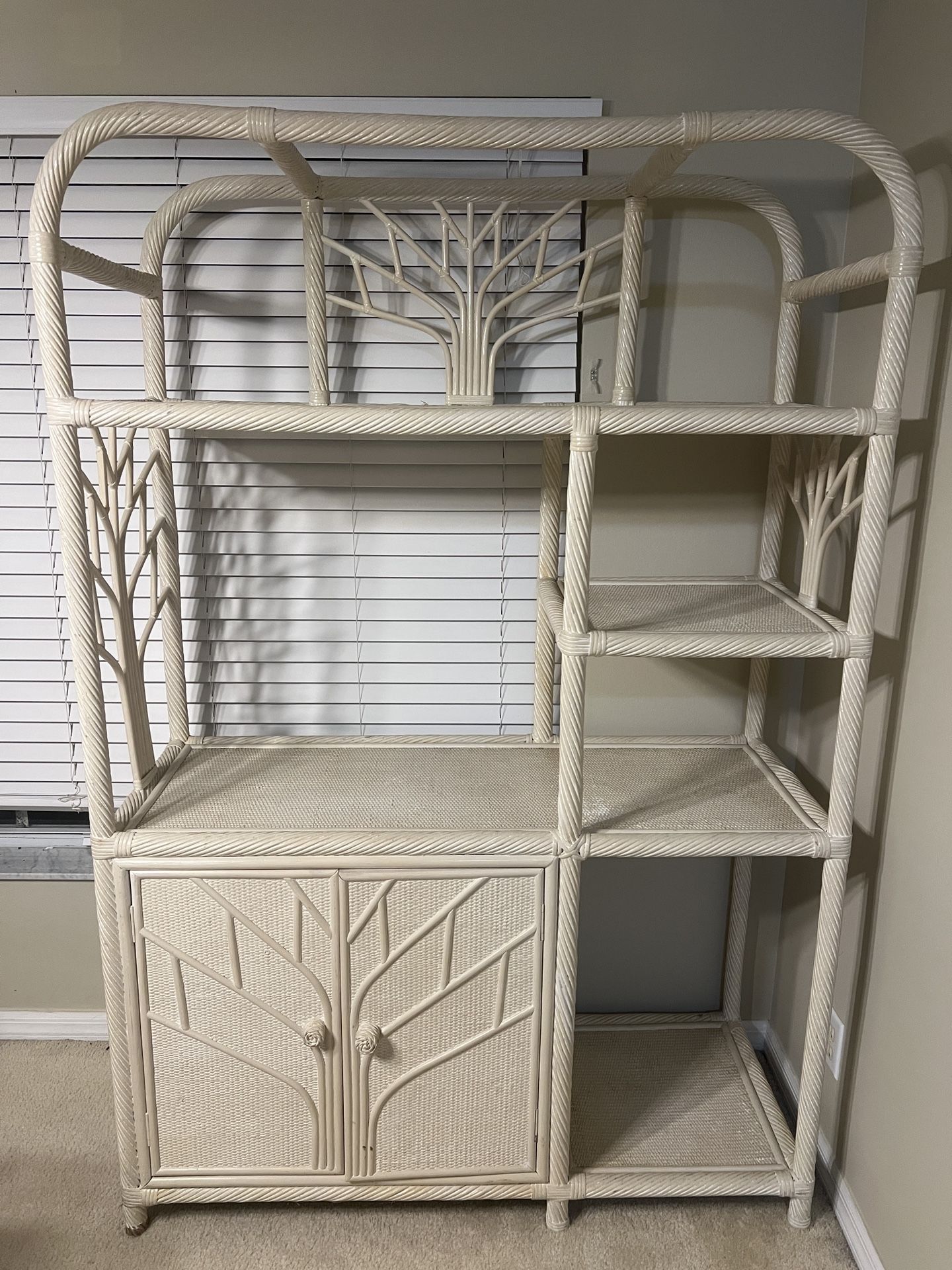 Vintage coastal rattan shelving
