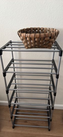 Shoe rack & wooden basket