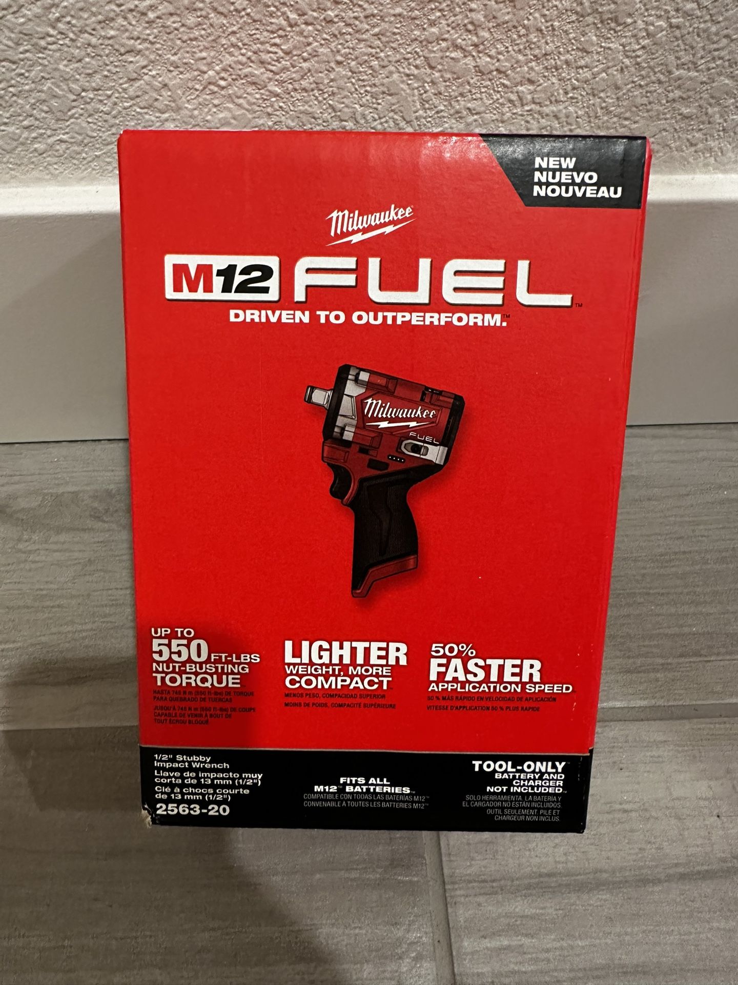 Milwaukee M12 FUEL Stubby 3/8 inch Impact Wrench 550ft lb torque. BRAND NEW