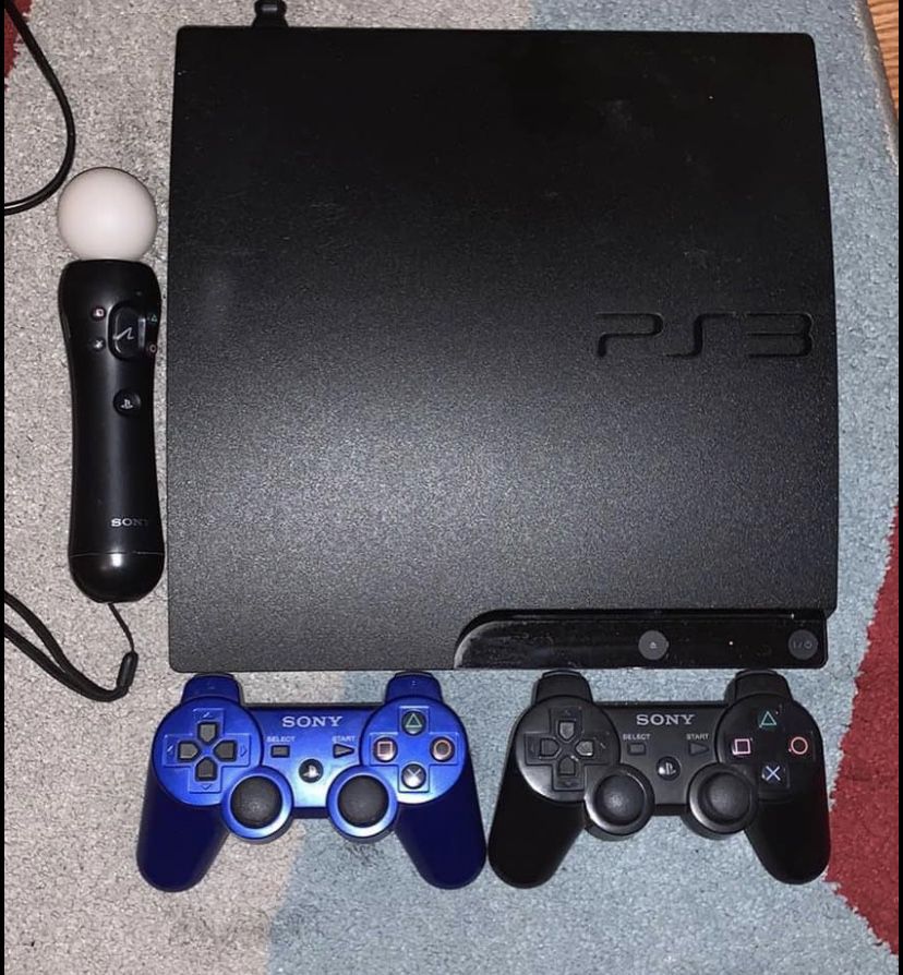 PS3 With 2 Controllers,games And Charging Station