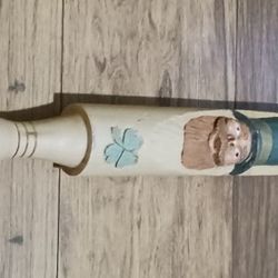 Blessing Irishman Wooden Vintage Dough Rolling Pen with 2 Clovers

