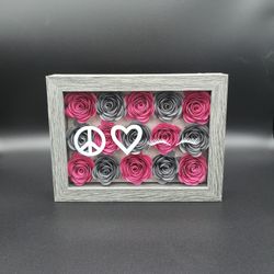 Eyelashes by (Your Name or Your Stylist Name Here) Beauty Salon Decor - Paper Roses in a Box - 15 Paper Flowers in a Shadow Box Frame