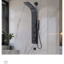 ANZZI Aura 2-Jetted Shower Panel with Heavy Rain Shower & Spray Wand in Matte Black