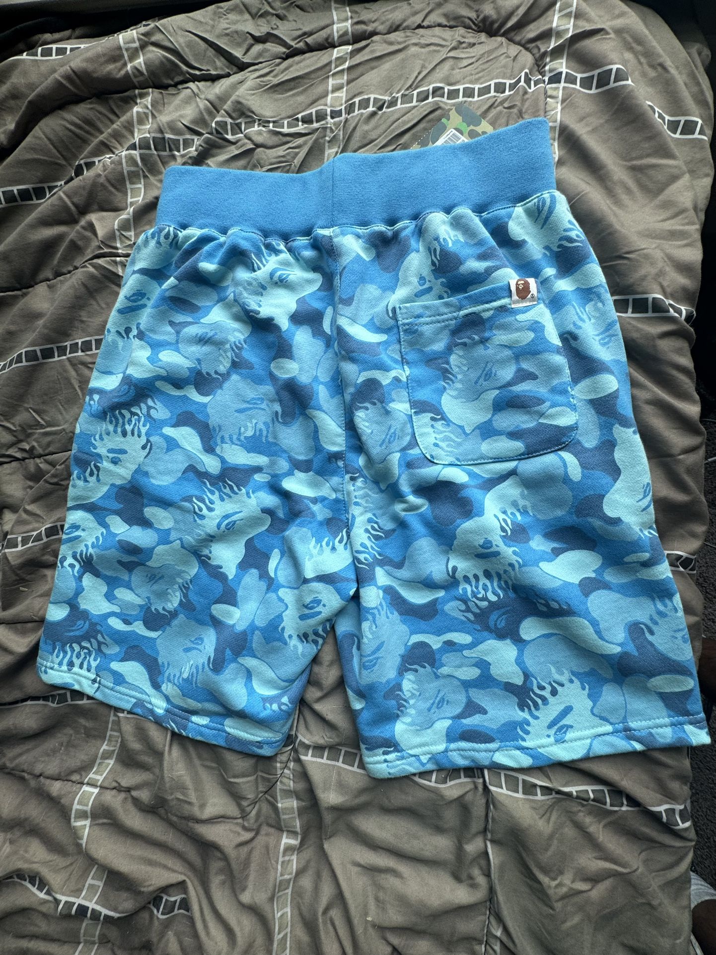 bape fire camo shorts