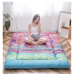 Bohemian Retro Japanese Floor Futon – Full Size (54” x 80”) – 4.5” Thick 🌿 ✨ Opened only for inspection — never used ✨