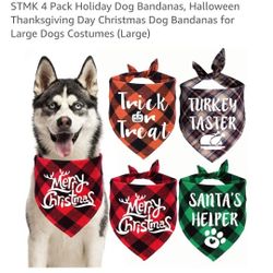 4 Pack Holiday Day Dog Bandanas Large