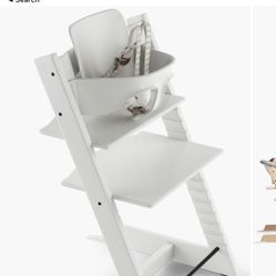 Stokke High Chair Including Baby Set and Harness- Tripp Trapp Highchair In White 