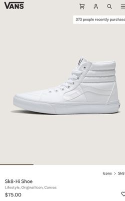 Vans Unisex Sk8 Hi White Canvas High Top Sneakers