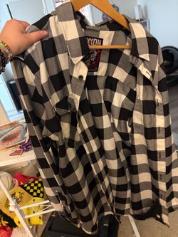 Dixxon Flannel Shirt Black White Buffalo Plaid